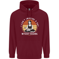 Imagine a Day Without Reading Bookworm Mens 80% Cotton Hoodie Maroon