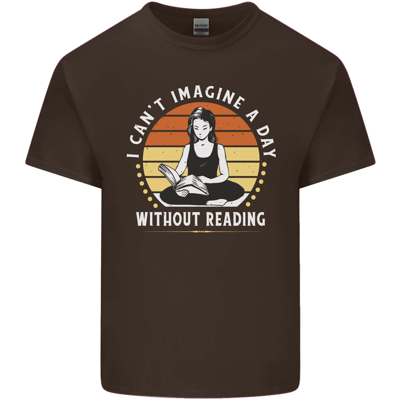 Imagine a Day Without Reading Bookworm Mens Cotton T-Shirt Tee Top Dark Chocolate