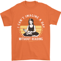 Imagine a Day Without Reading Bookworm Mens T-Shirt 100% Cotton Orange