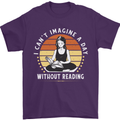Imagine a Day Without Reading Bookworm Mens T-Shirt 100% Cotton Purple