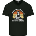 Imagine a Day Without Reading Bookworm Mens V-Neck Cotton T-Shirt Black
