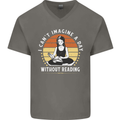 Imagine a Day Without Reading Bookworm Mens V-Neck Cotton T-Shirt Charcoal