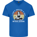 Imagine a Day Without Reading Bookworm Mens V-Neck Cotton T-Shirt Royal Blue