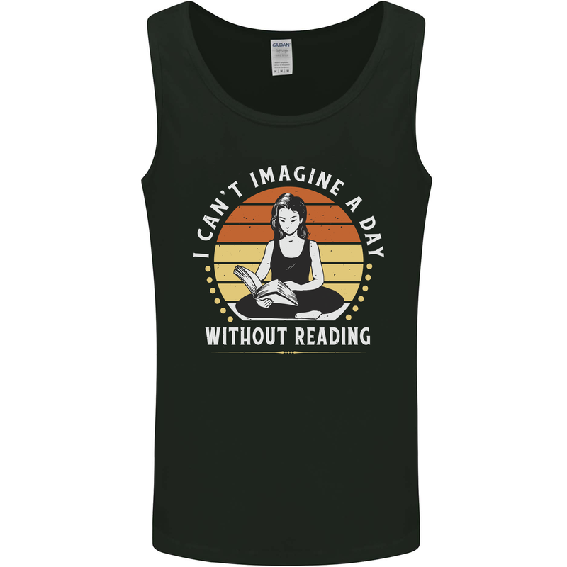 Imagine a Day Without Reading Bookworm Mens Vest Tank Top Black