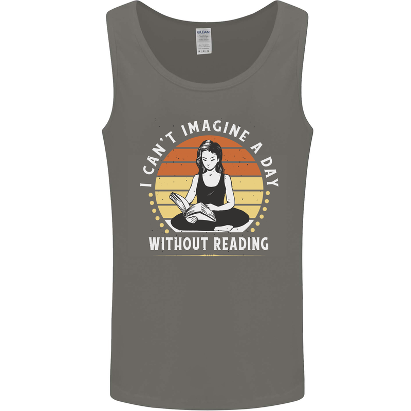 Imagine a Day Without Reading Bookworm Mens Vest Tank Top Charcoal