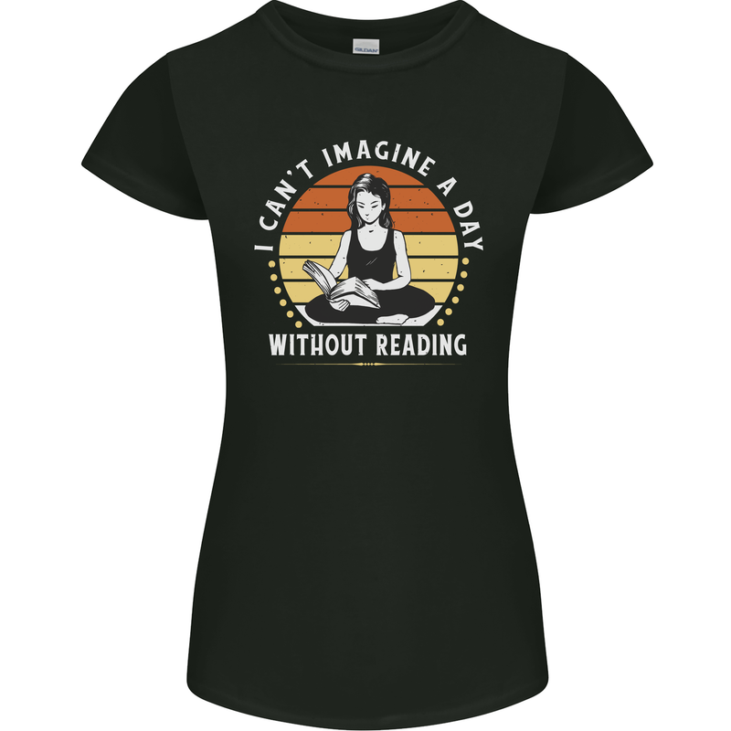 Imagine a Day Without Reading Bookworm Womens Petite Cut T-Shirt Black