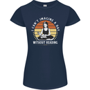 Imagine a Day Without Reading Bookworm Womens Petite Cut T-Shirt Navy Blue