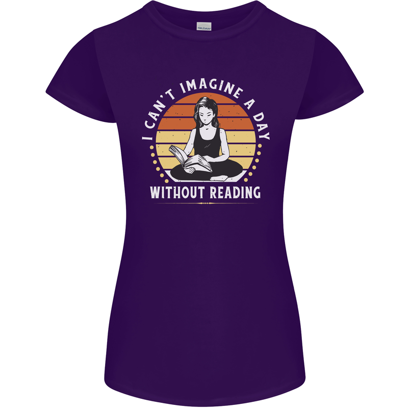 Imagine a Day Without Reading Bookworm Womens Petite Cut T-Shirt Purple