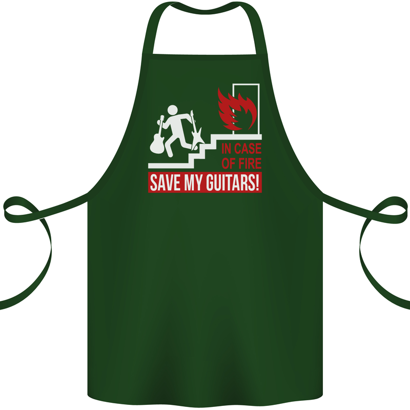 In Case of Emergency Save My Guitars Cotton Apron 100% Organic Forest Green