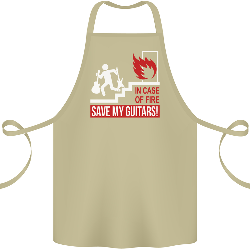 In Case of Emergency Save My Guitars Cotton Apron 100% Organic Khaki