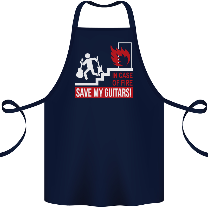 In Case of Emergency Save My Guitars Cotton Apron 100% Organic Navy Blue