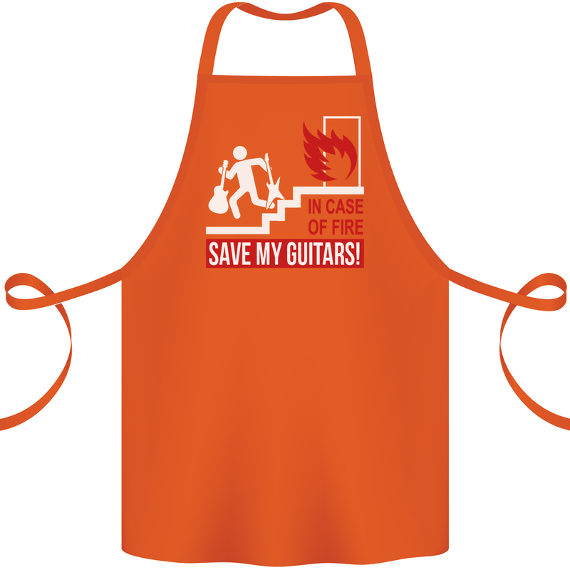 In Case of Emergency Save My Guitars Cotton Apron 100% Organic Orange