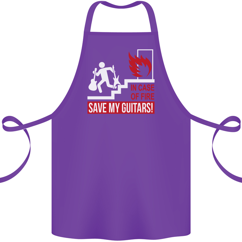 In Case of Emergency Save My Guitars Cotton Apron 100% Organic Purple
