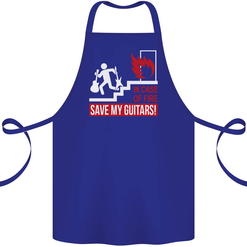 In Case of Emergency Save My Guitars Cotton Apron 100% Organic Royal Blue