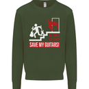 In Case of Emergency Save My Guitars Kids Sweatshirt Jumper Forest Green