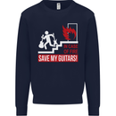 In Case of Emergency Save My Guitars Kids Sweatshirt Jumper Navy Blue