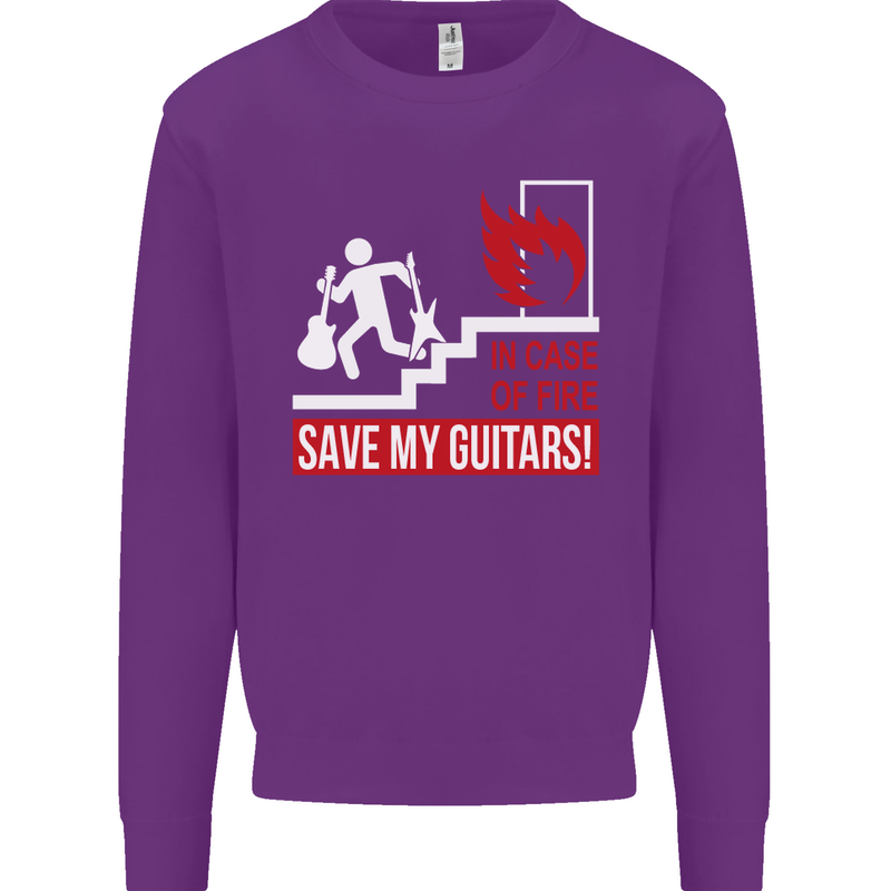 In Case of Emergency Save My Guitars Kids Sweatshirt Jumper Purple