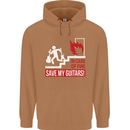 In Case of Emergency Save My Guitars Mens 80% Cotton Hoodie Caramel Latte