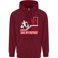 In Case of Emergency Save My Guitars Mens 80% Cotton Hoodie Maroon