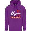 In Case of Emergency Save My Guitars Mens 80% Cotton Hoodie Purple