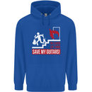 In Case of Emergency Save My Guitars Mens 80% Cotton Hoodie Royal Blue