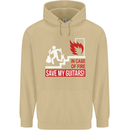 In Case of Emergency Save My Guitars Mens 80% Cotton Hoodie Sand