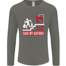 In Case of Emergency Save My Guitars Mens Long Sleeve T-Shirt Charcoal