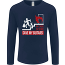 In Case of Emergency Save My Guitars Mens Long Sleeve T-Shirt Navy Blue