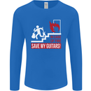 In Case of Emergency Save My Guitars Mens Long Sleeve T-Shirt Royal Blue
