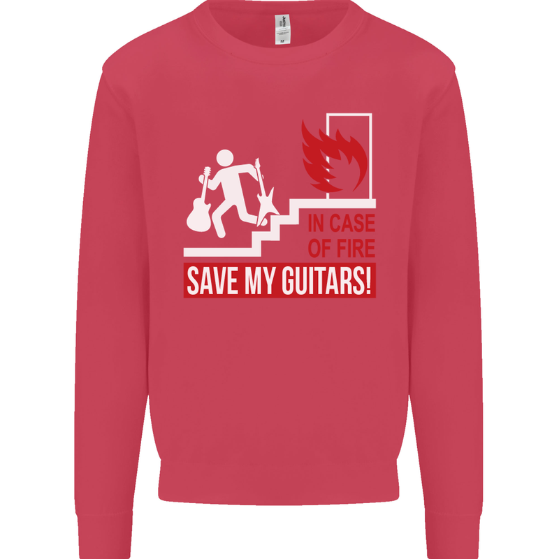 In Case of Emergency Save My Guitars Mens Sweatshirt Jumper Heliconia