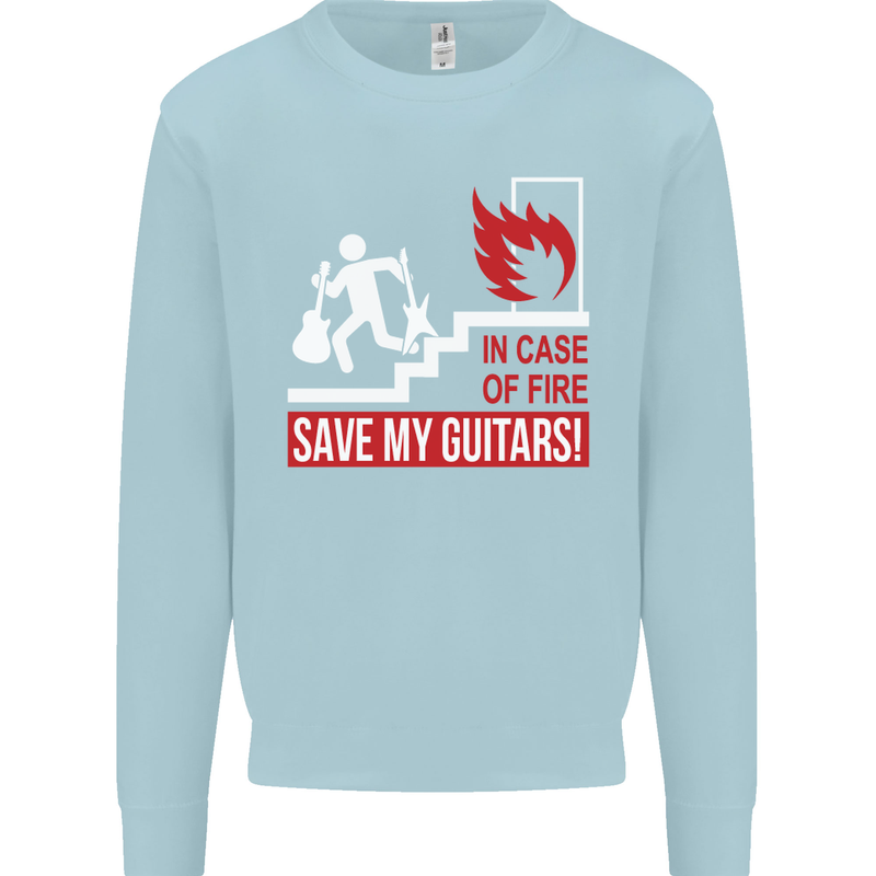 In Case of Emergency Save My Guitars Mens Sweatshirt Jumper Light Blue