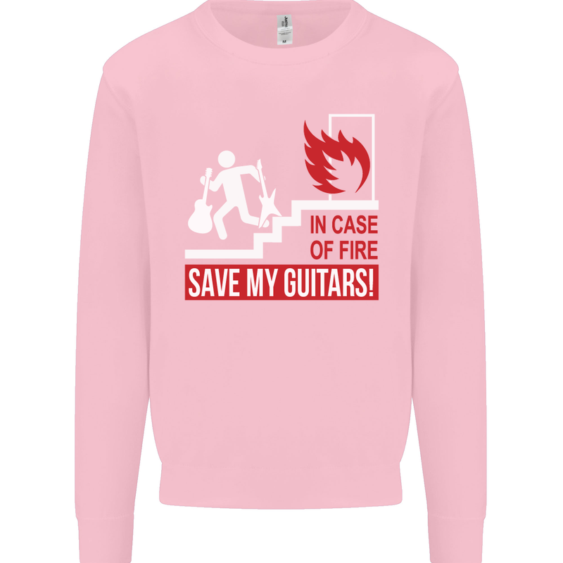 In Case of Emergency Save My Guitars Mens Sweatshirt Jumper Light Pink