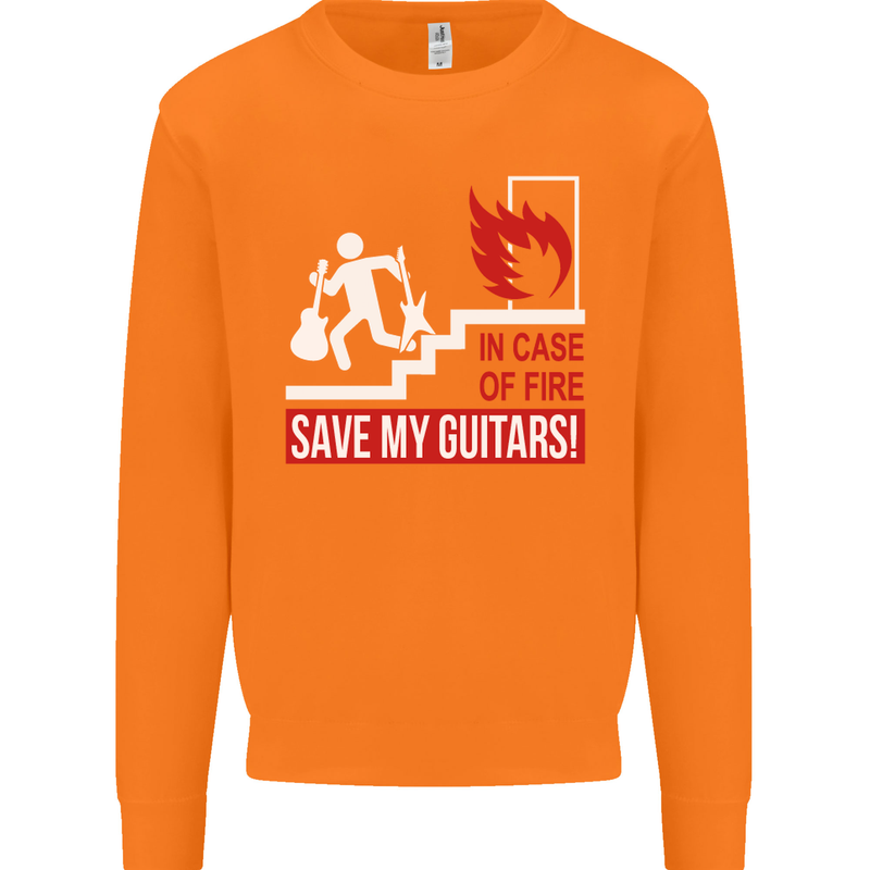 In Case of Emergency Save My Guitars Mens Sweatshirt Jumper Orange