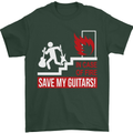 In Case of Emergency Save My Guitars Mens T-Shirt Cotton Gildan Forest Green