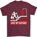 In Case of Emergency Save My Guitars Mens T-Shirt Cotton Gildan Maroon