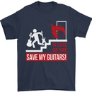 In Case of Emergency Save My Guitars Mens T-Shirt Cotton Gildan Navy Blue