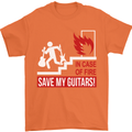 In Case of Emergency Save My Guitars Mens T-Shirt Cotton Gildan Orange