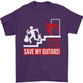 In Case of Emergency Save My Guitars Mens T-Shirt Cotton Gildan Purple