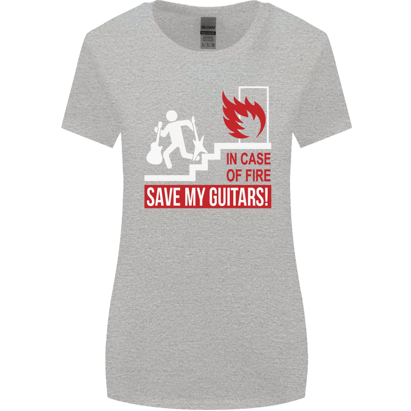 In Case of Emergency Save My Guitars Womens Wider Cut T-Shirt Sports Grey