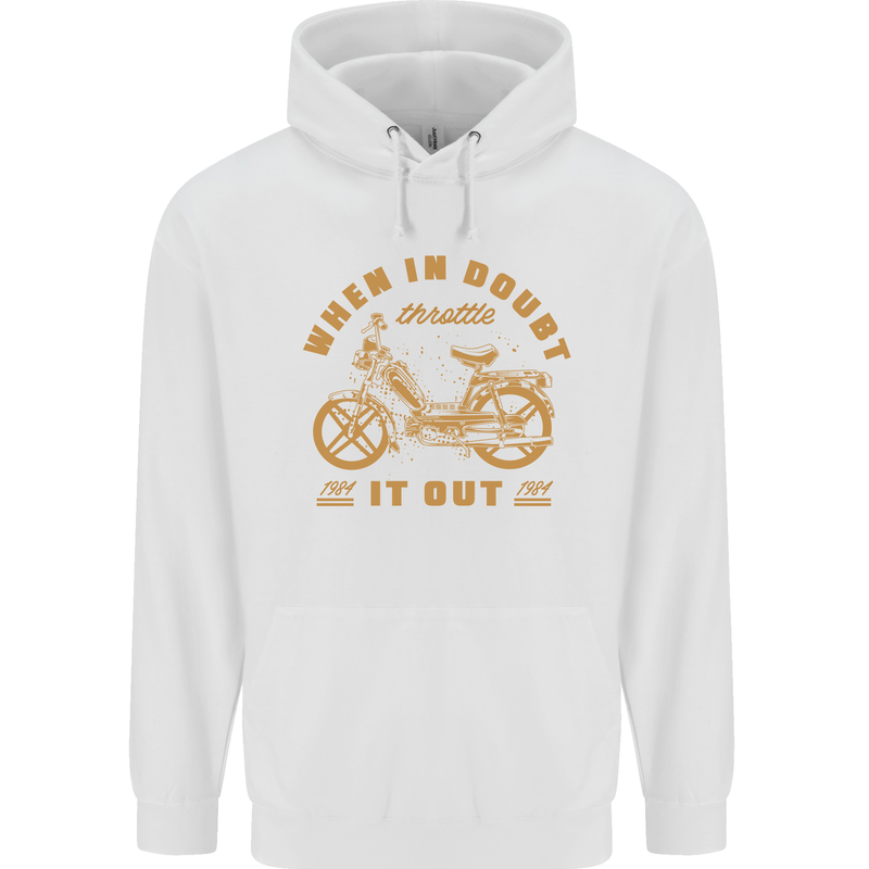 In Doubt Moped Biker Motorcycle Scooter Mens 80% Cotton Hoodie White
