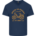 In Doubt Moped Biker Motorcycle Scooter Mens V-Neck Cotton T-Shirt Navy Blue