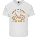 In Doubt Moped Biker Motorcycle Scooter Mens V-Neck Cotton T-Shirt White