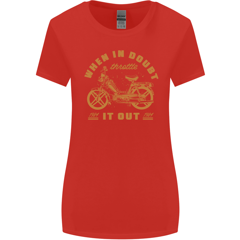 In Doubt Moped Biker Motorcycle Scooter Womens Wider Cut T-Shirt Red