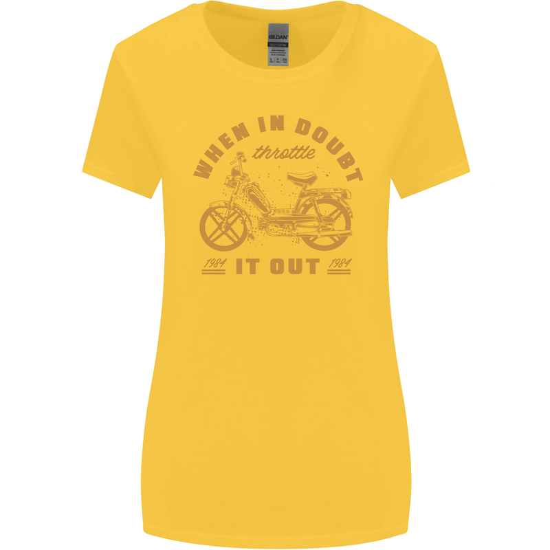 In Doubt Moped Biker Motorcycle Scooter Womens Wider Cut T-Shirt Yellow