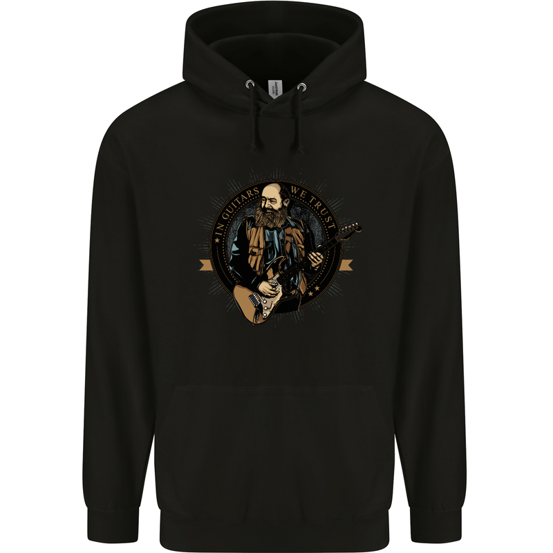In Guitars we Trust Guitarist Acoustic Mens Hoodie Black