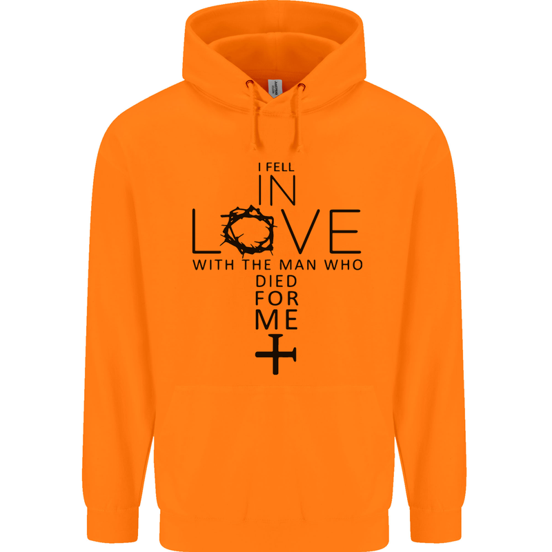In Love With the Cross Christian Christ Childrens Kids Hoodie Orange