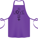 In Love With the Cross Christian Christ Cotton Apron 100% Organic Purple