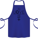 In Love With the Cross Christian Christ Cotton Apron 100% Organic Royal Blue