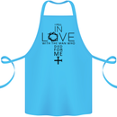 In Love With the Cross Christian Christ Cotton Apron 100% Organic Turquoise