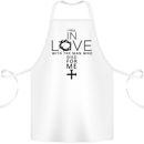 In Love With the Cross Christian Christ Cotton Apron 100% Organic White